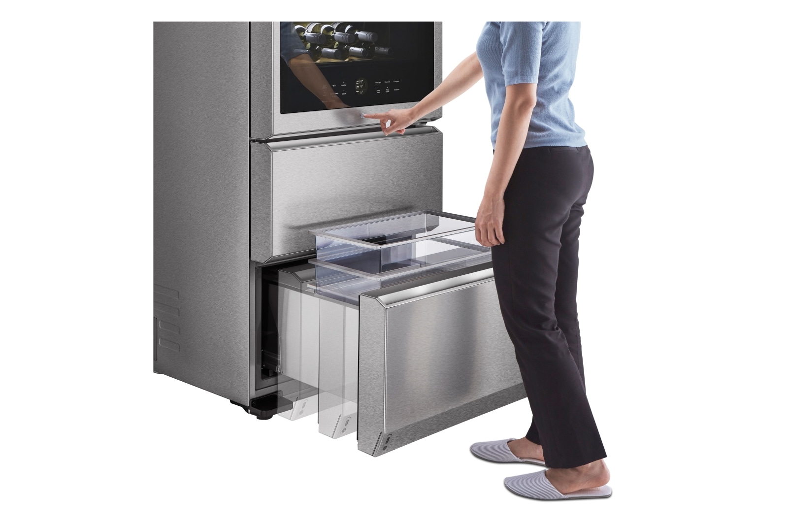 LG Vinoteca Gourmet SIGNATURE (1,79m, capacidad para 65 botellas, Acero Inoxidable Premium Texturizado), E, LSR200W