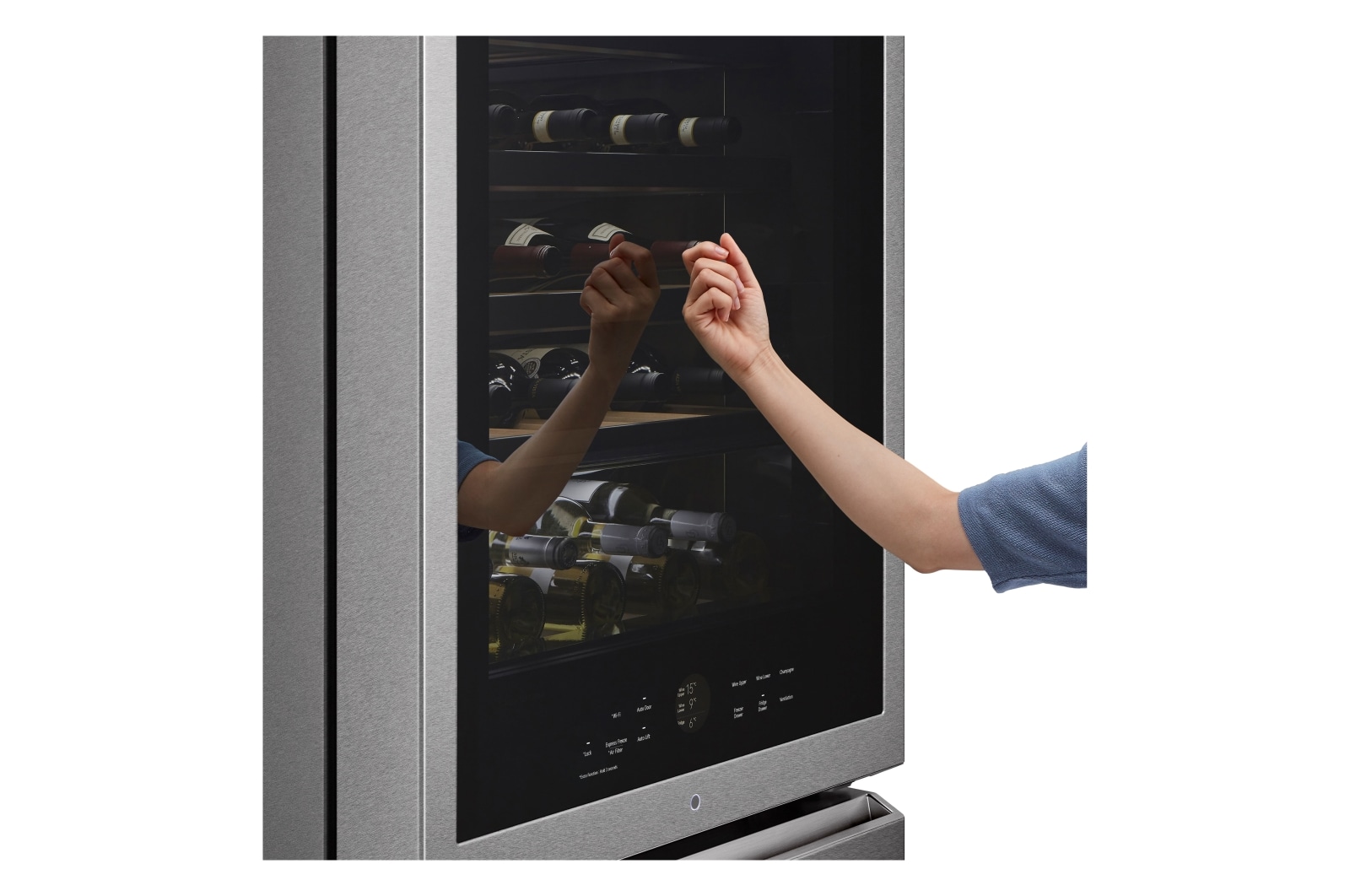 LG Vinoteca Gourmet SIGNATURE (1,79m, capacidad para 65 botellas, Acero Inoxidable Premium Texturizado), E, LSR200W