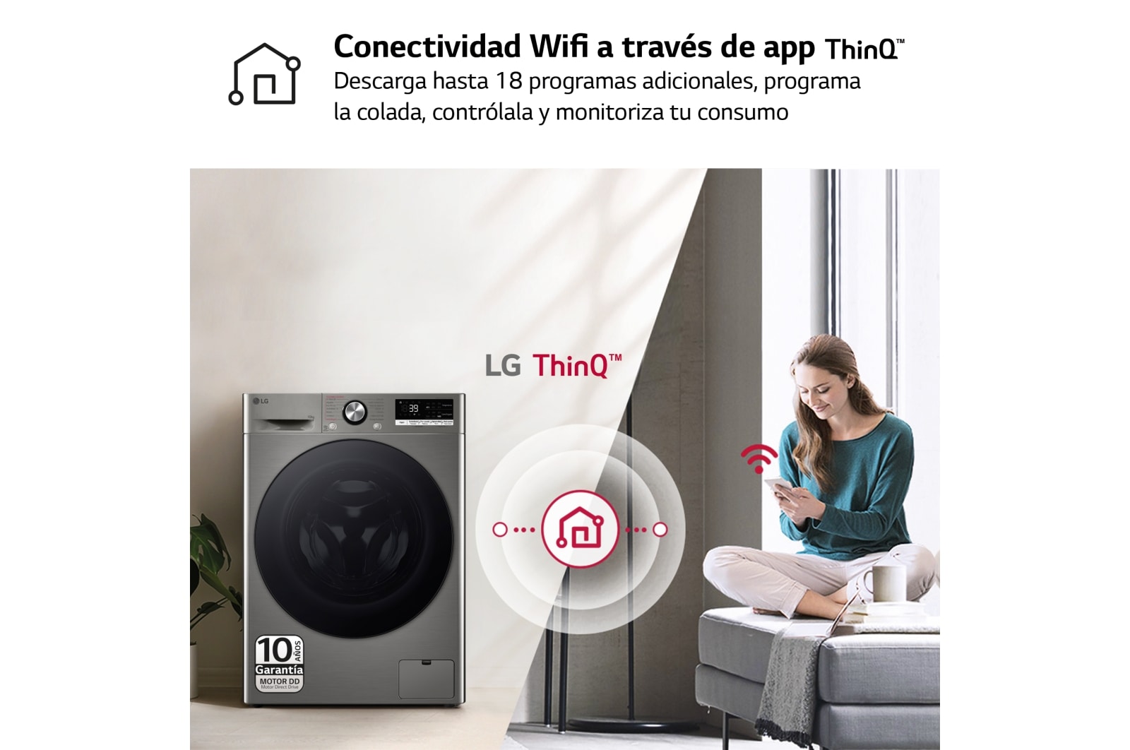 LG Lavadora inteligente AI Direct Drive. TurboWash 360o, Vapor+, 10kg , 1400rpm Un10% más eficiente que A, Serie 700, F4WR7010AGS