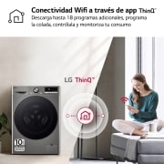 LG Lavadora inteligente AI Direct Drive. TurboWash 360o, Vapor+, 10kg , 1400rpm Un10% más eficiente que A, Serie 700, F4WR7010AGS