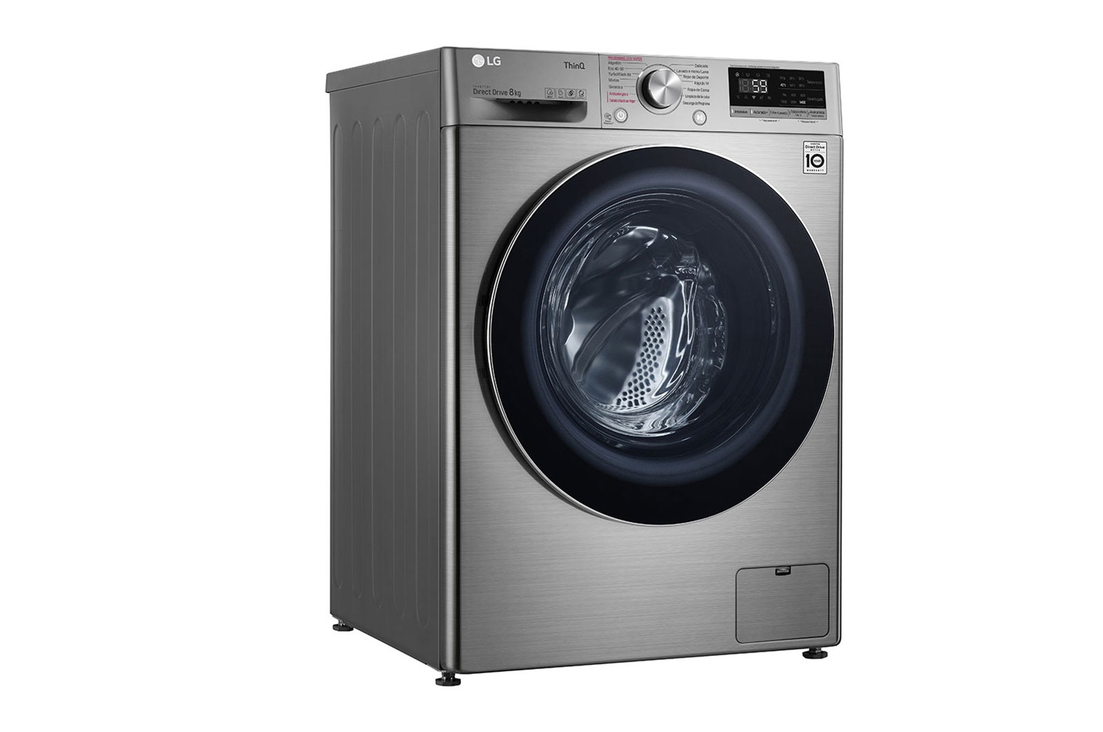 LG Lavadora inteligente AI Direct Drive 8kg, 1400rpm, Clasificación C, Inox antihuellas, Serie 500, F4WV5008S2S