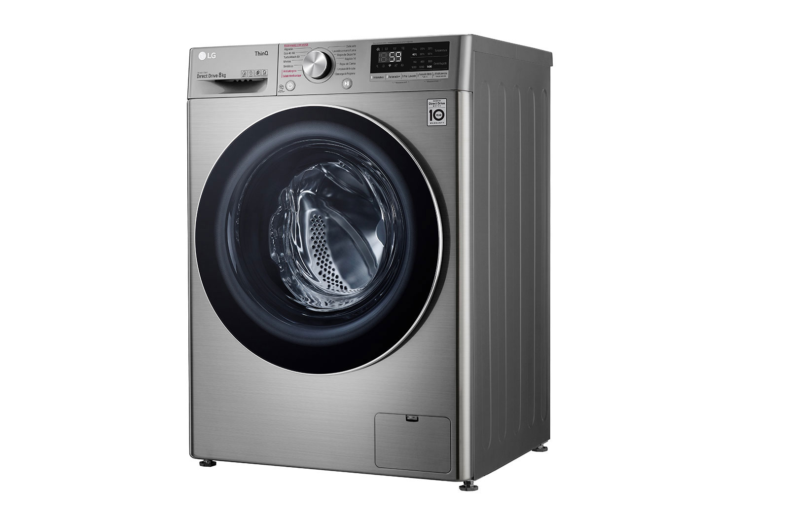 LG Lavadora inteligente AI Direct Drive 8kg, 1400rpm, Clasificación C, Inox antihuellas, Serie 500, F4WV5008S2S
