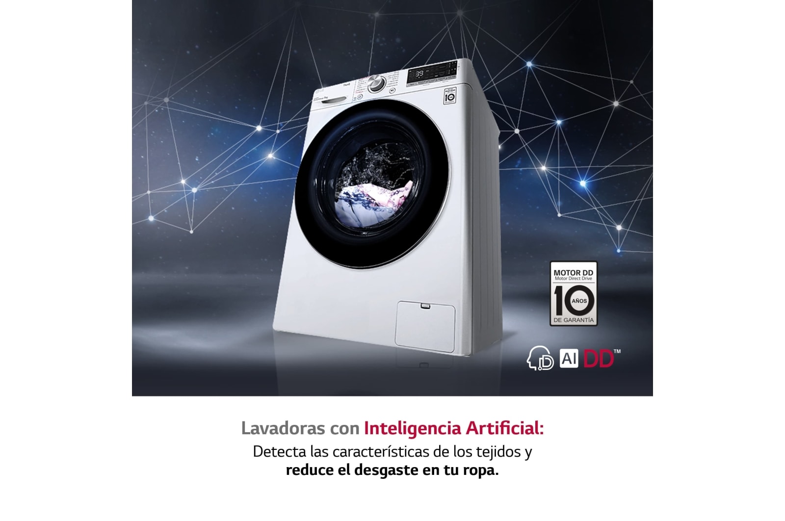 LG Lavadora inteligente 9kg, AI Direct Drive?, TurboWash 360o, con autodosificación de detergente, 1400rpm, Clasificación A, Blanca, Serie 750, F4WV7509S2W