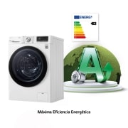 LG Lavadora inteligente 9kg, AI Direct Drive?, TurboWash 360o, con autodosificación de detergente, 1400rpm, Clasificación A, Blanca, Serie 750, F4WV7509S2W