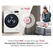 LG Lavadora inteligente 9kg, AI Direct Drive?, TurboWash 360o, con autodosificación de detergente, 1400rpm, Clasificación A, Blanca, Serie 750, F4WV7509S2W