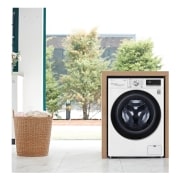 LG Lavadora inteligente 9kg, AI Direct Drive?, TurboWash 360o, con autodosificación de detergente, 1400rpm, Clasificación A, Blanca, Serie 750, F4WV7509S2W