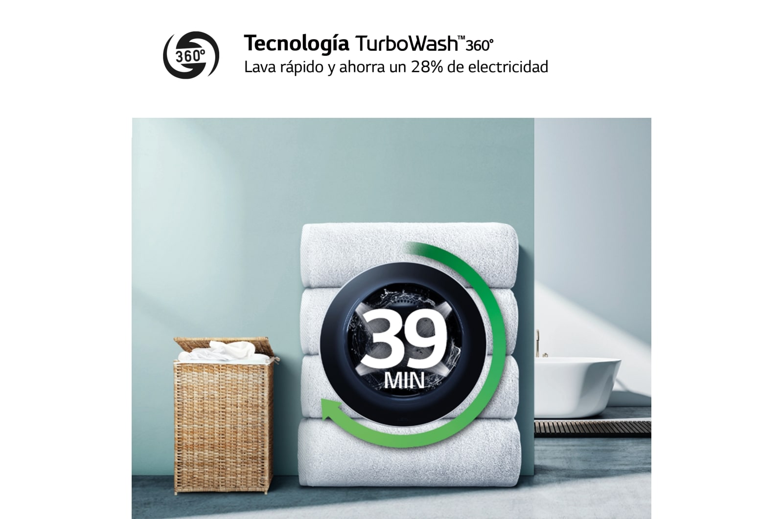 LG Lavadora inteligente  AI Direct Drive TM,<br> TurboWash 360o,  con autodosificación de detergente, 10,5kg, 1600rpm,<br> Clasificación Un 10% más eficiente que  A<br> Blanca, Serie 750, F6WV7510PRW