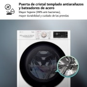 LG Lavadora inteligente  AI Direct Drive TM,<br> TurboWash 360o,  con autodosificación de detergente, 10,5kg, 1600rpm,<br> Clasificación Un 10% más eficiente que  A<br> Blanca, Serie 750, F6WV7510PRW