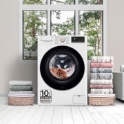 LG Lavadora inteligente  AI Direct Drive TM,<br> TurboWash 360o,  con autodosificación de detergente, 10,5kg, 1600rpm,<br> Clasificación Un 10% más eficiente que  A<br> Blanca, Serie 750, F6WV7510PRW