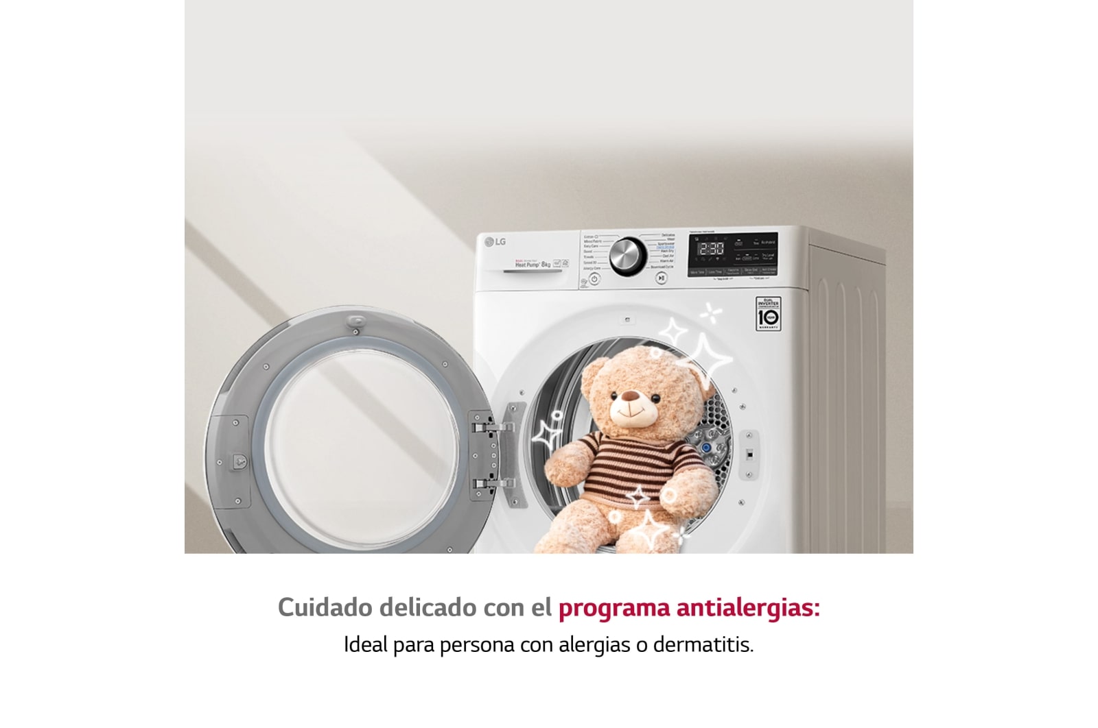 LG 8kg Dual Inverter Secadora con Bomba de calor Blanca A+++, RC80V9AV2W