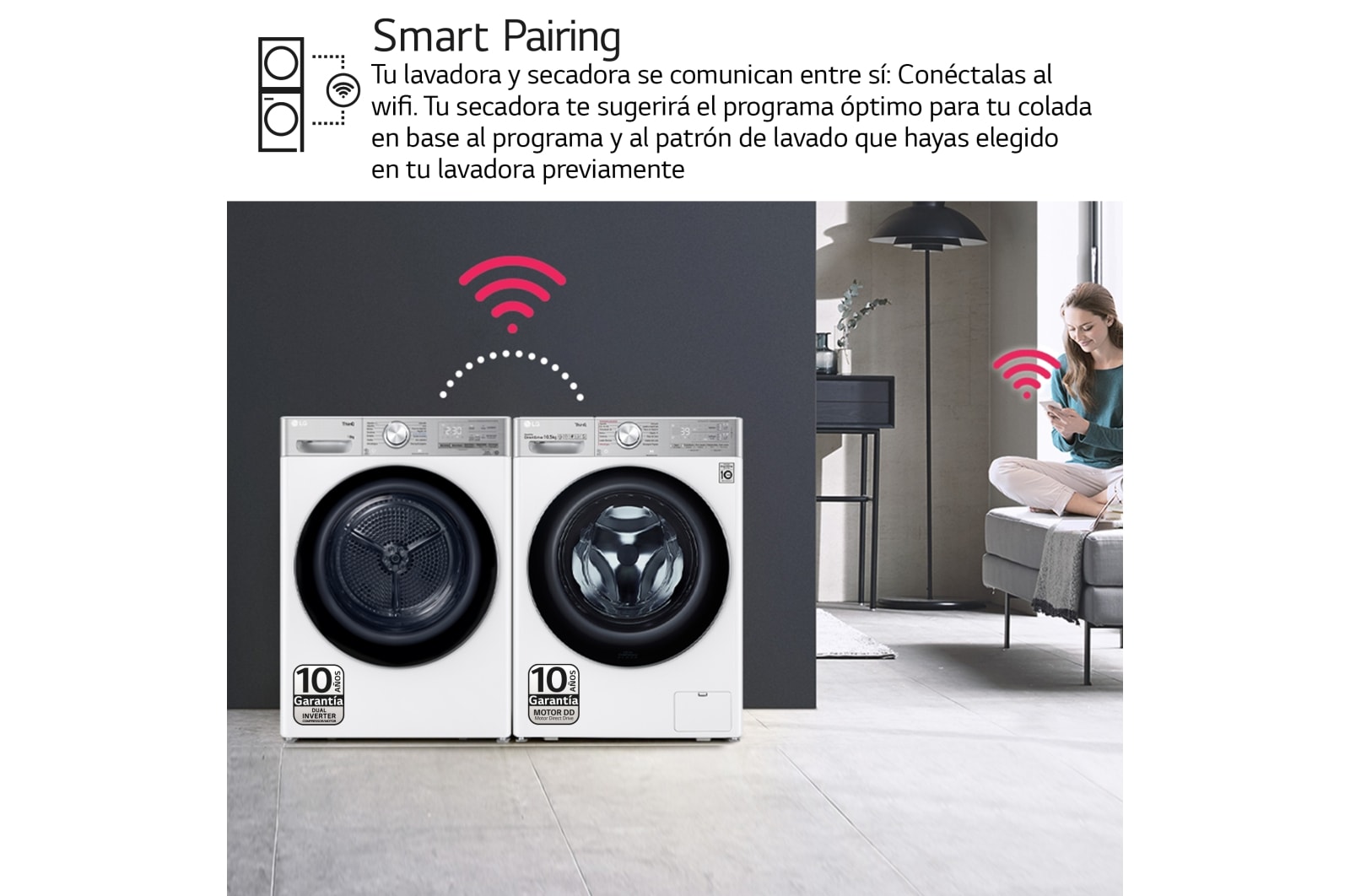 LG Secadora 10kg, C, con Bomba de calor Dual Inverter, Blanca , Serie 900, RH10V9AV2WR