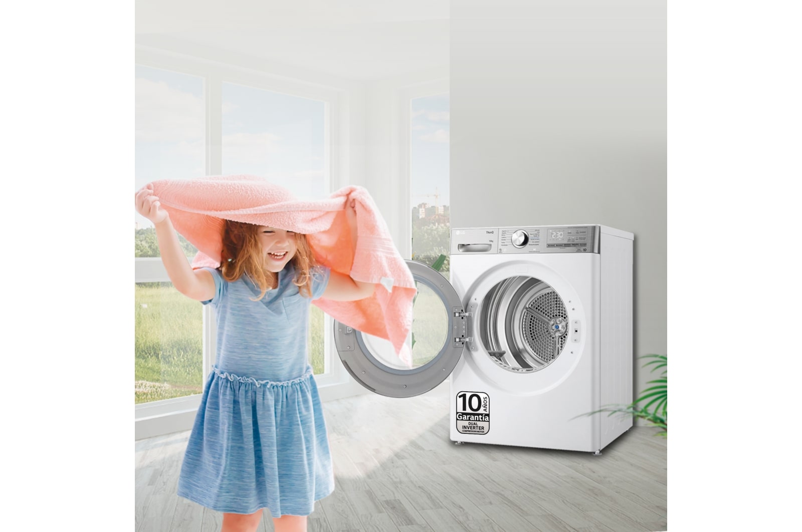 LG Secadora 10kg, C, con Bomba de calor Dual Inverter, Blanca , Serie 900, RH10V9AV2WR