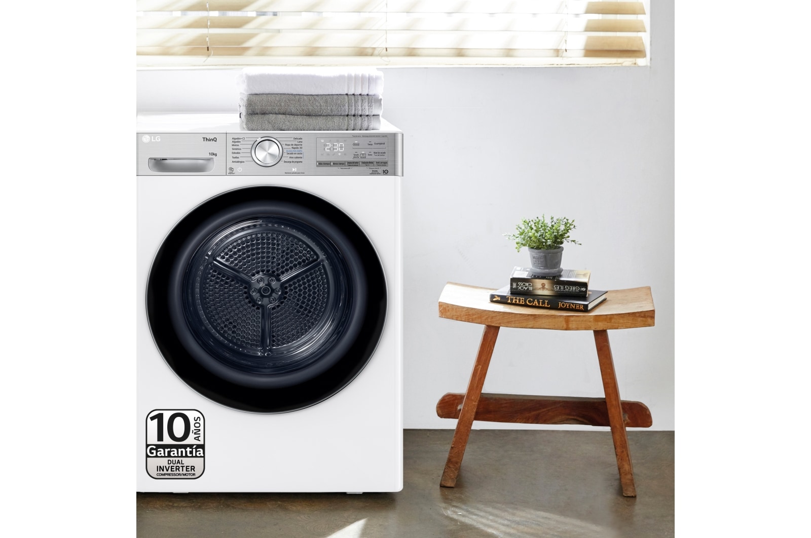 LG Secadora 10kg, C, con Bomba de calor Dual Inverter, Blanca , Serie 900, RH10V9AV2WR