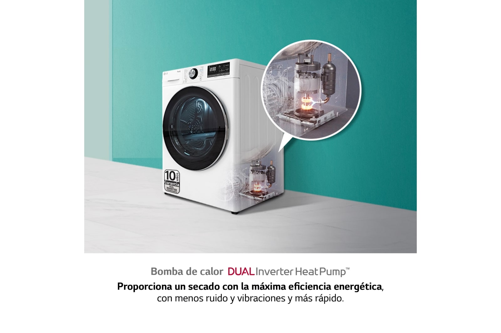 LG Secadora 9kg, C, con Bomba de calor Dual Inverter,  Blanca, Serie 500, RH90V5AV6N