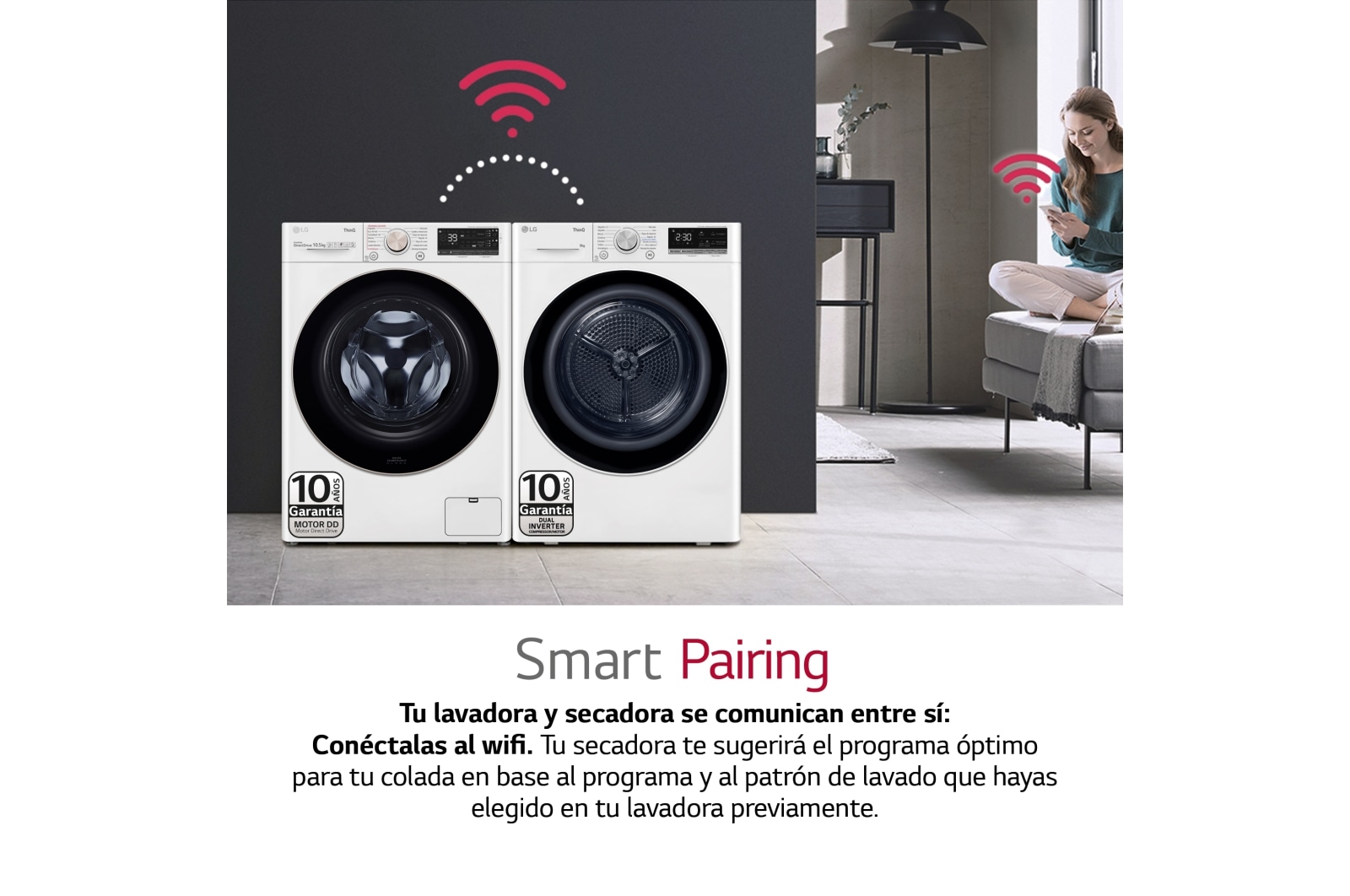 LG Secadora 9kg, C, con Bomba de calor Dual Inverter,  Blanca, Serie 500, RH90V5AV6N