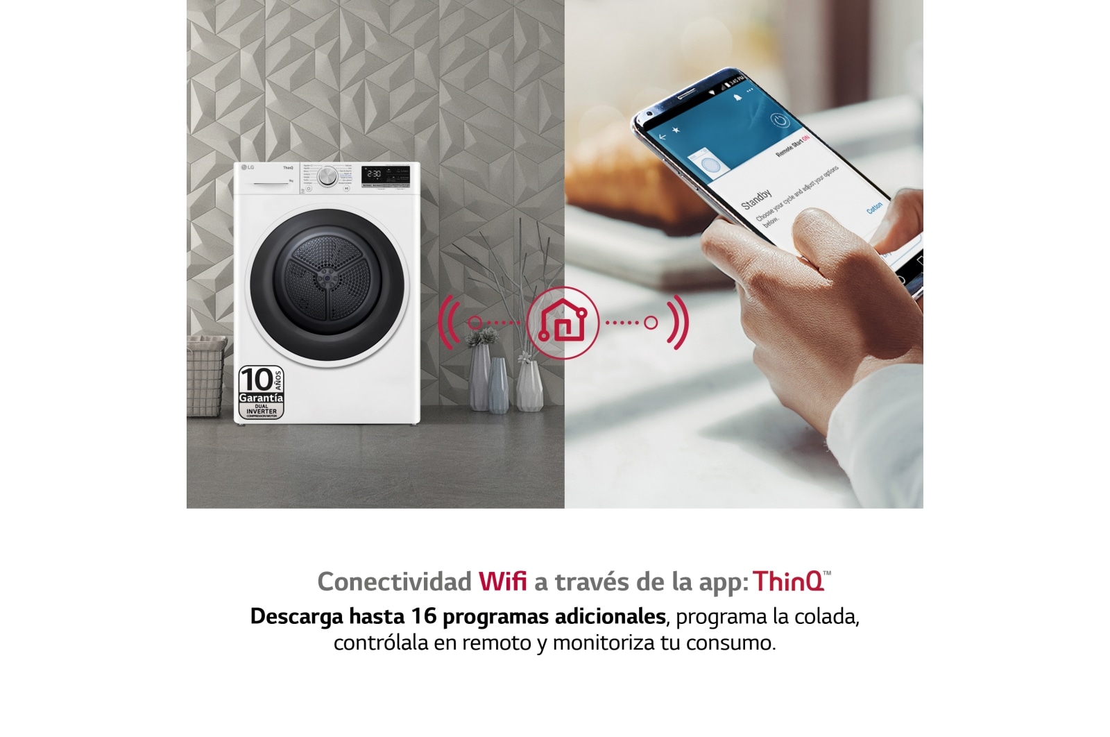 LG Secadora 9kg, C, con Bomba de calor Dual Inverter,  Blanca, Serie 500, RH90V5AV6N