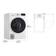 LG Secadora 9kg, C, con Bomba de calor Dual Inverter,  Blanca, Serie 500, RH90V5AV6N