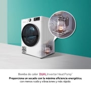 LG Secadora 9kg, C, con Bomba de calor Dual Inverter,  Blanca, Serie 500, RH90V5AV6N