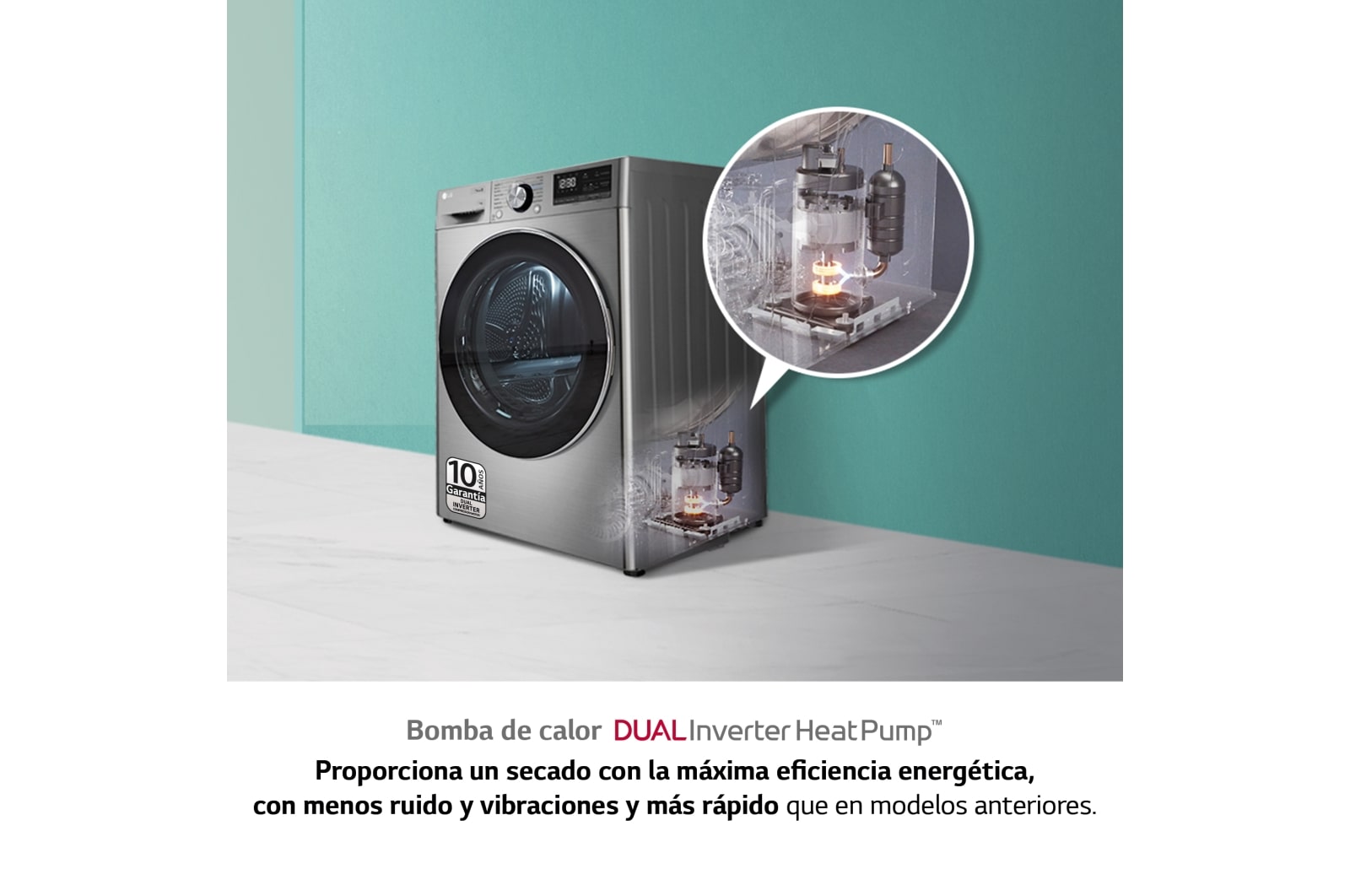 LG Outlet Secadora 9kg, A+++, con Bomba de calor Dual Inverter, Inox Antihuellas, Serie 900, RH90V9PV2N.OUTLET