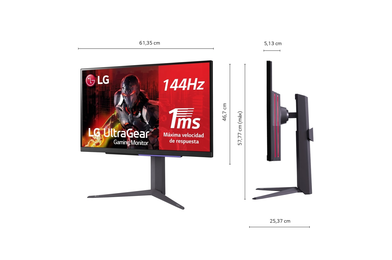 LG Monitor Gaming LG UltraGear? de 27 pulgadas | 4K UHD de 144Hz IPS con tiempo de respuesta de 1ms (GtG), Compatible con G-SYNC? y FreeSync? Premium, 27GR93U-B