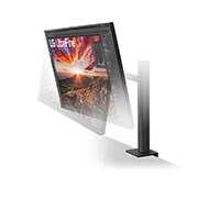 LG Monitor QHD LG Ergo? (Panel IPS: 2560 x 1440p, 16:9, 350cd/m2, 1000:1, sRGB >99%, 75Hz, 5ms); diag. 68,47cm; entradas: HDMI x2, DP x1, USB-A x2, USB-C x1 (P,D, 60W); altavoces 5W ; marcos ultrafinos, G, 27QN880P-B