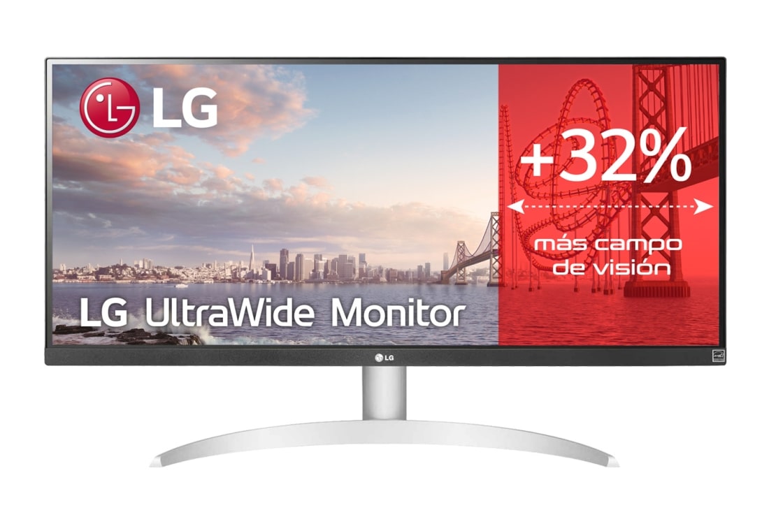 LG Monitor Ultrapanorámico 21:9 LG UltraWide (Panel IPS: 2560x1080, 300cd/m2, 1000:1, sRGB>99%); diag. 73cm; entr.: HDMIx1; DPx1; Altavoces estéreo de 7W con tecnología MaxxAudio?, 29WQ600-W