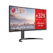 LG Monitor Ultrapanoramico 21:9 LG UltraWide (Panel IPS:3440x1440, 300cd/m2, 1000:1, sRGB >99%); diag. 86,42cm; entr.: HDMIx2; RJ45; 2PBP; Ajust. en inclinación., 34WQ75C-B