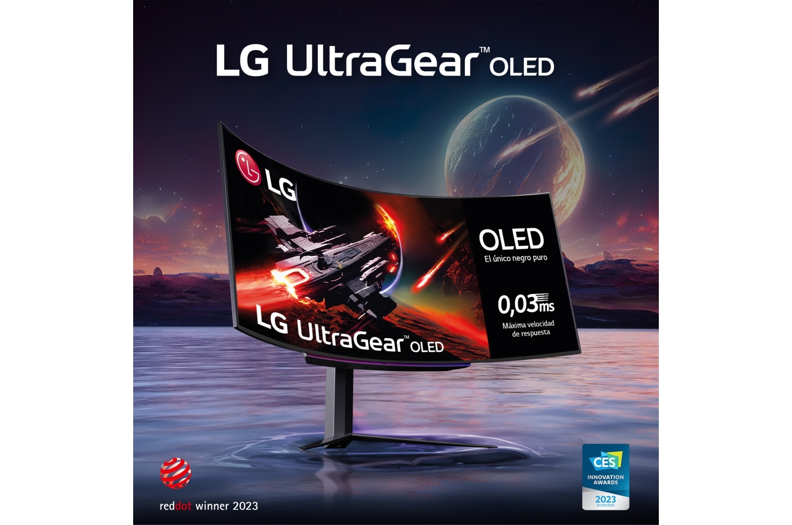 LG UltraGear? de 45 pulgadas Monitor Gaming Curvo OLED WQHD de 240Hz | 0.03ms tiempo de respuesta, Compatible con G-SYNC?, FreeSync? Premium Pro, 45GR95QE-B