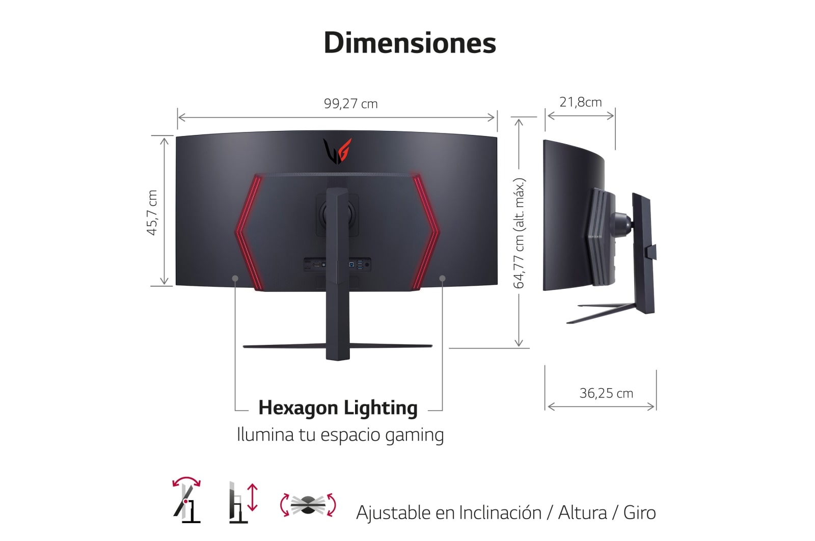 LG UltraGear? de 45 pulgadas Monitor Gaming Curvo OLED WQHD de 240Hz | 0.03ms tiempo de respuesta, Compatible con G-SYNC?, FreeSync? Premium Pro, 45GR95QE-B