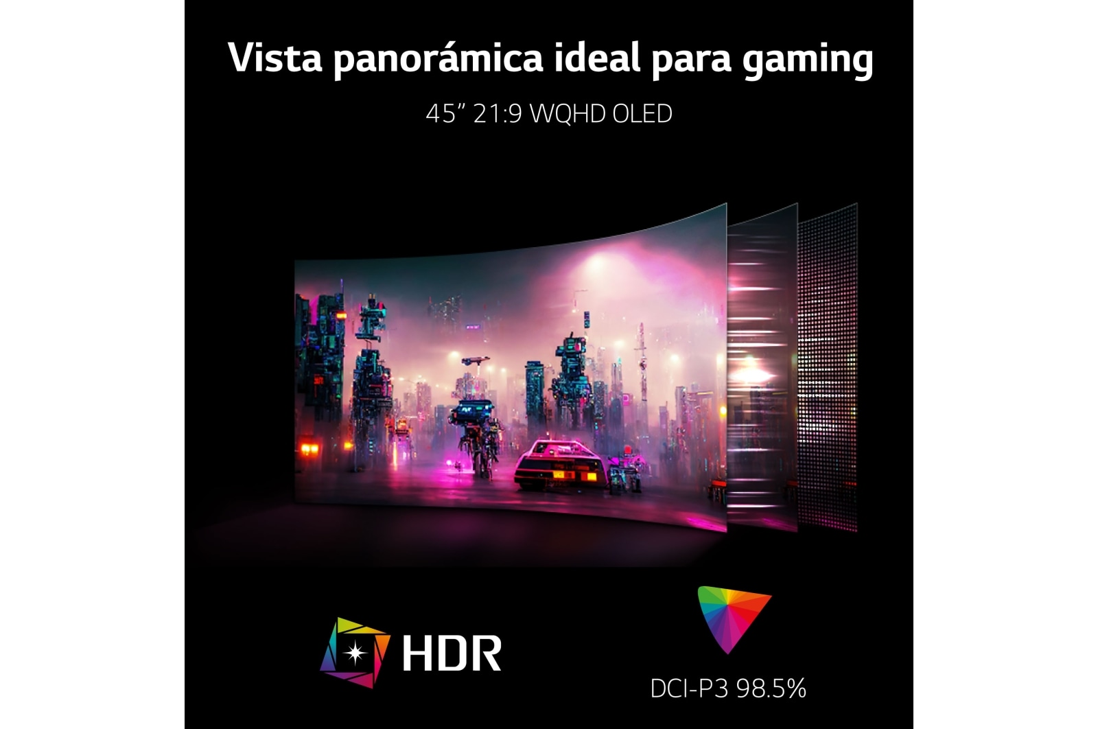 LG UltraGear? de 45 pulgadas Monitor Gaming Curvo OLED WQHD de 240Hz | 0.03ms tiempo de respuesta, Compatible con G-SYNC?, FreeSync? Premium Pro, 45GR95QE-B