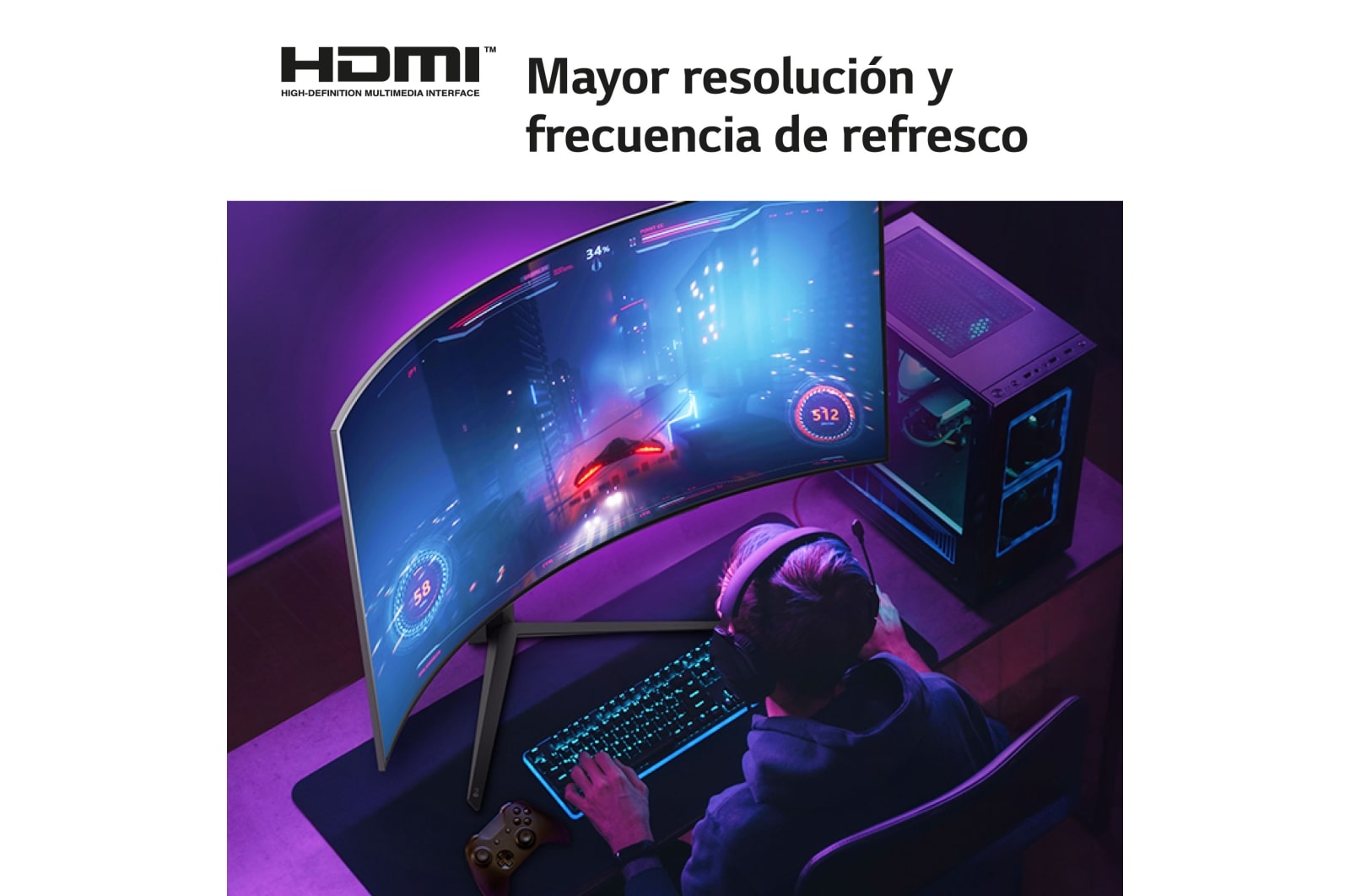 LG UltraGear? de 45 pulgadas Monitor Gaming Curvo OLED WQHD de 240Hz | 0.03ms tiempo de respuesta, Compatible con G-SYNC?, FreeSync? Premium Pro, 45GR95QE-B