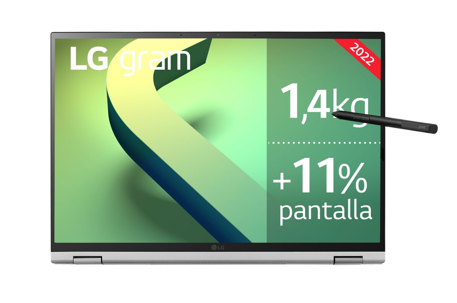 LG gram 16T90Q-G<br>Windows 11 Home - Convertible 2en1 ultraligero de 40,6cm (16") WQXGA 16:10 IPS (1,4kg, autonomía 16h, Intel EvoTM i7 12a gen., Iris Xe, 16GB RAM, 1TB SSD NVMe) Plateado - Teclado Espa?ol, 16T90Q-G.AA79B