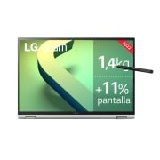 LG gram 16T90Q-G<br>Windows 11 Home - Convertible 2en1 ultraligero de 40,6cm (16") WQXGA 16:10 IPS (1,4kg, autonomía 16h, Intel EvoTM i7 12a gen., Iris Xe, 16GB RAM, 1TB SSD NVMe) Plateado - Teclado Espa?ol, 16T90Q-G.AA79B