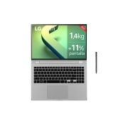 LG gram 16T90Q-G<br>Windows 11 Home - Convertible 2en1 ultraligero de 40,6cm (16") WQXGA 16:10 IPS (1,4kg, autonomía 16h, Intel EvoTM i7 12a gen., Iris Xe, 16GB RAM, 1TB SSD NVMe) Plateado - Teclado Espa?ol, 16T90Q-G.AA79B
