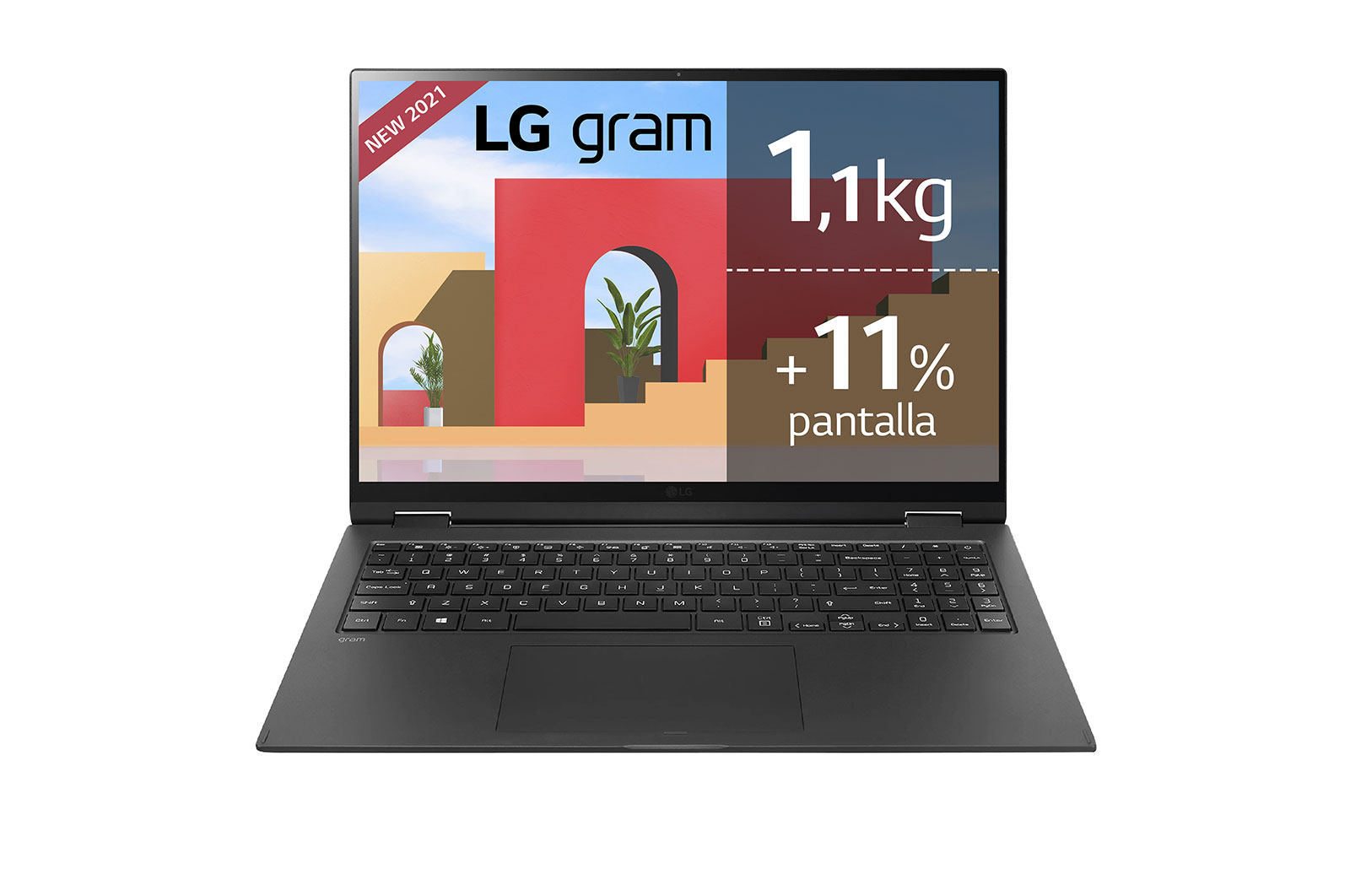 LG gram 16Z90P Windows 10 Pro (LG recomienda Windows 11 Pro para empresa) - Portátil ultraligero de 40,6cm (16") WQXGA 16:10 IPS (1,1Kg, autonomía 16,5h, Intel EvoTM i7 11a gen., Iris Xe,  16GB RAM, 512GB SSD NVMe) Negro - Teclado Espa?ol, 16Z90P-G-AP77B