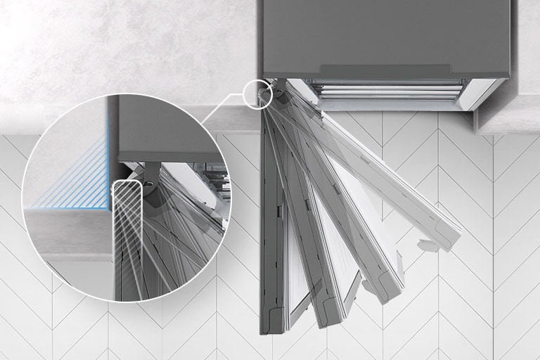 Puerta del horno LG con apertura lateral y bisagra ajustable para encimeras modernas en patrón de espiga.