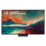 Vista frontal del televisor LG qned con imagen rellena y logotipo del producto