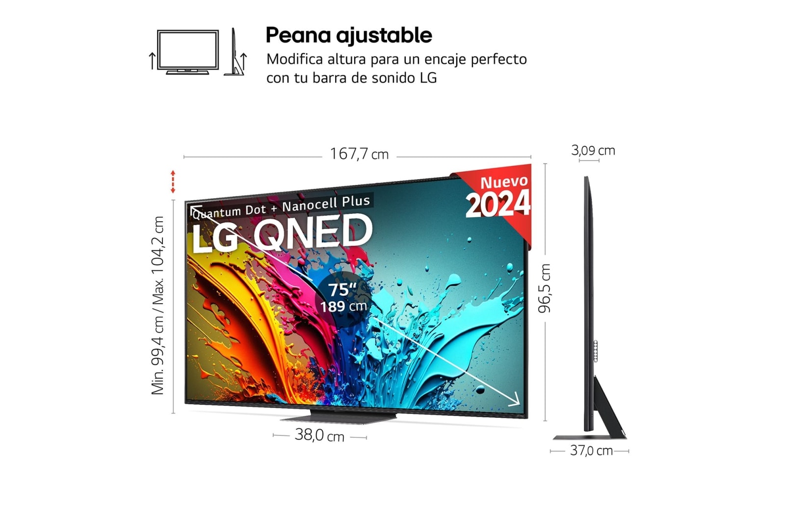 LG 75 pulgadas TV LG QNED 4K serie AI QNED87  con Smart TV WebOS24, 75QNED87T6B
