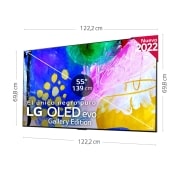 LG Televisor LG  4K OLED evo Gallery Edition, Procesador Inteligente de Máxima Potencia 4K a9 Gen 5 con IA, compatible con el 100% de formatos HDR, HDR Dolby Vision, Dolby Atmos, Smart TV webOS22, el mejor TV para Gaming.  Ideal para colgar en la pared., OLED55G26LA