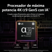 LG Televisor LG  4K OLED evo Gallery Edition, Procesador Inteligente de Máxima Potencia 4K a9 Gen 5 con IA, compatible con el 100% de formatos HDR, HDR Dolby Vision, Dolby Atmos, Smart TV webOS22, el mejor TV para Gaming.  Ideal para colgar en la pared., OLED55G26LA