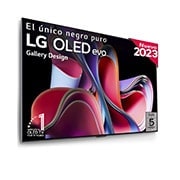 Front view with LG OLED evo, 10 Years World No.1 OLED Emblem, and 5-Year Panel Warranty logo on screen
