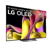 Front view with LG OLED evo, 10 Years World No.1 OLED Emblem, and 5-Year Panel Warranty logo on screen