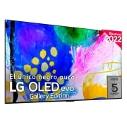 Vista frontal con LG OLED evo Gallery Edition en la pantalla