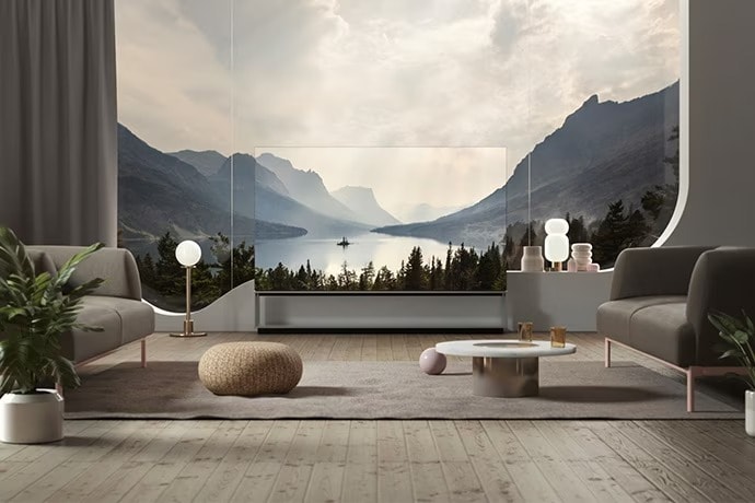 El TV OLED 8K DE LG SIGNATURE se funde con el fondo para crear unas vistas aparentemente realistas.