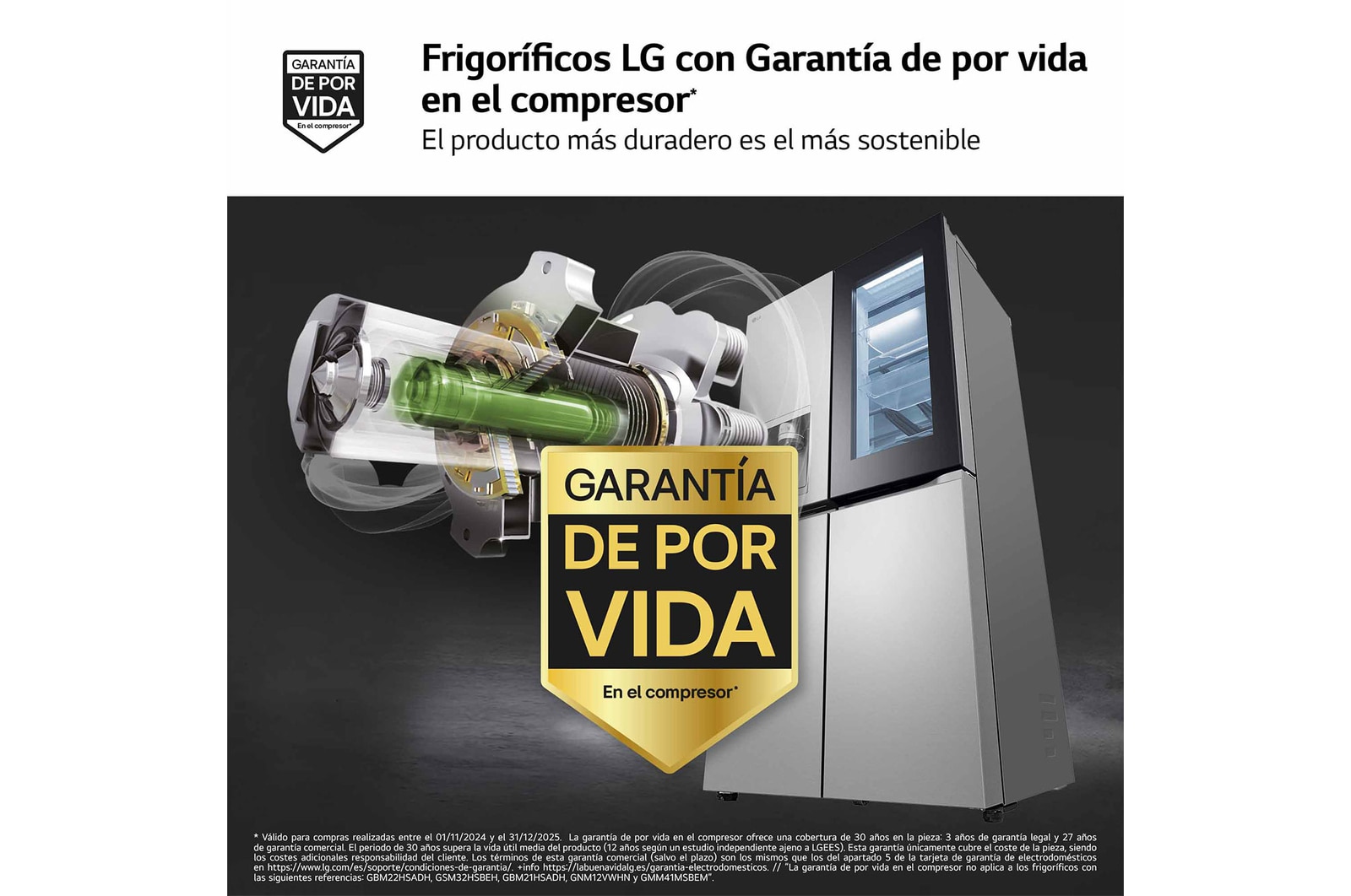 LG Frigorífico American Combi InstaView ?, Clasificación E, 638 L, Acero texturizado antihuellas, GMG960MBEE