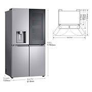 LG Frigorífico American Combi InstaView ?, Clasificación E, 638 L, Acero texturizado antihuellas, GMG960MBEE