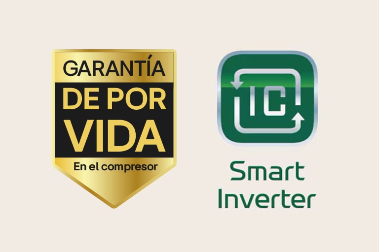 La garantía de 10 a?os del logotipo del compresor Smart Inverter se encuentra junto al logotipo de Smart Inverter.