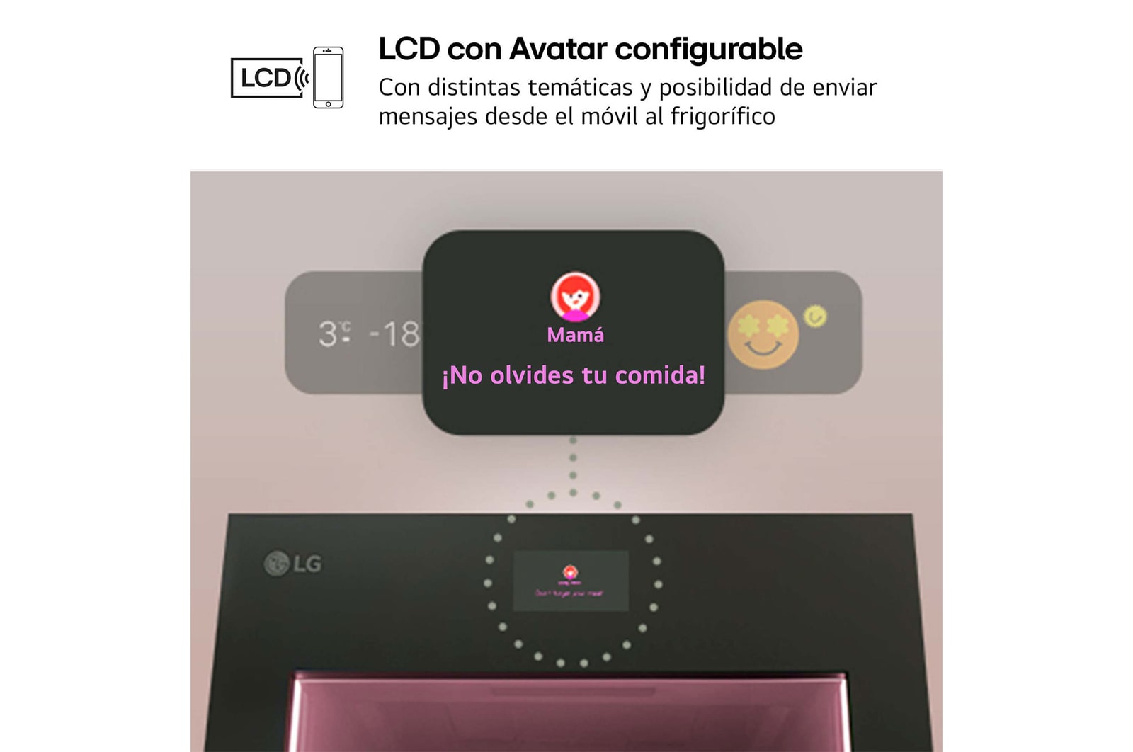 LG Frigorífico combi Instaview con MoodUP Door Cooling+, 1,86 m, Clasificación D, capacidad de 352 l,  Multicolor, GBG719MDNN