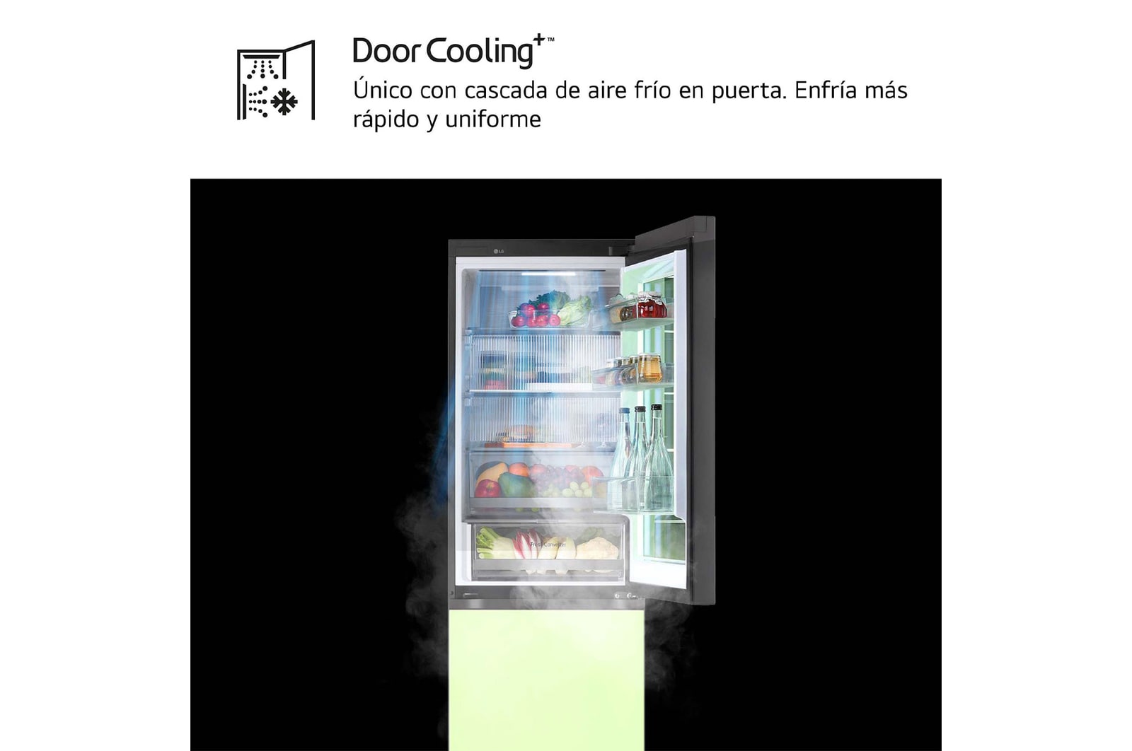 LG Frigorífico combi Instaview con MoodUP Door Cooling+, 1,86 m, Clasificación D, capacidad de 352 l,  Multicolor, GBG719MDNN