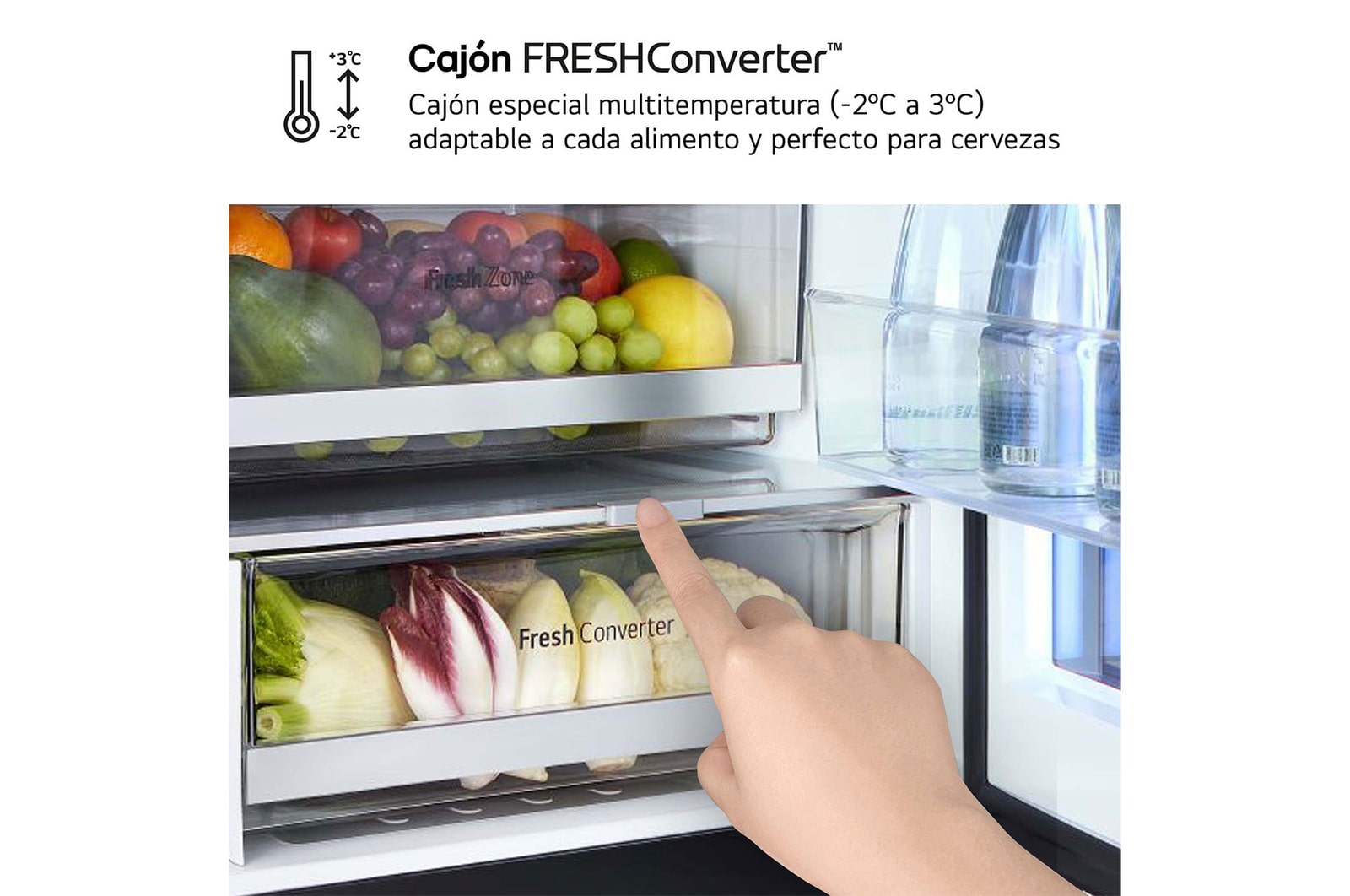 LG Frigorífico combi Instaview con MoodUP Door Cooling+, 1,86 m, Clasificación D, capacidad de 352 l,  Multicolor, GBG719MDNN